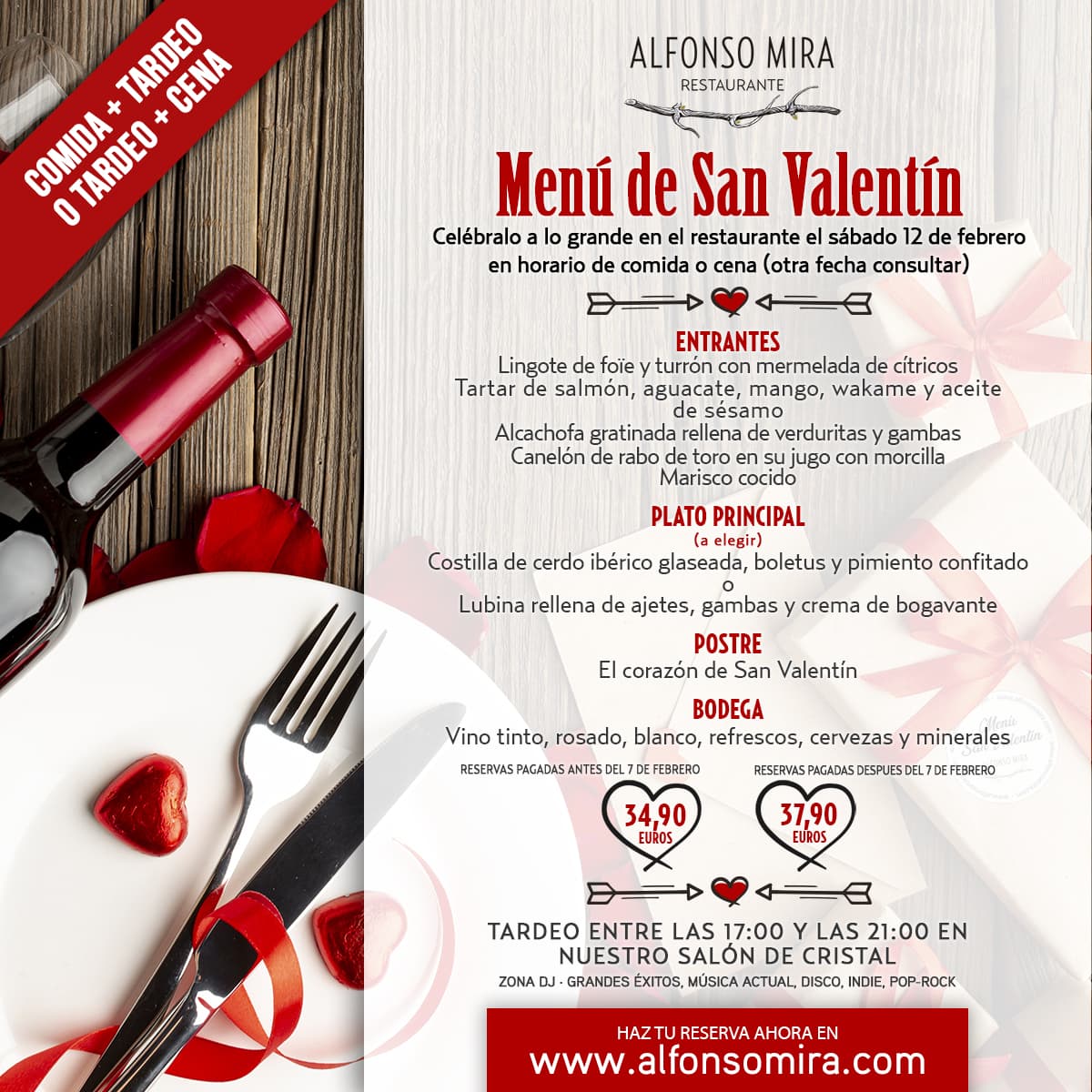 Menú San Valentín 2022 Restaurante Alfonso mira